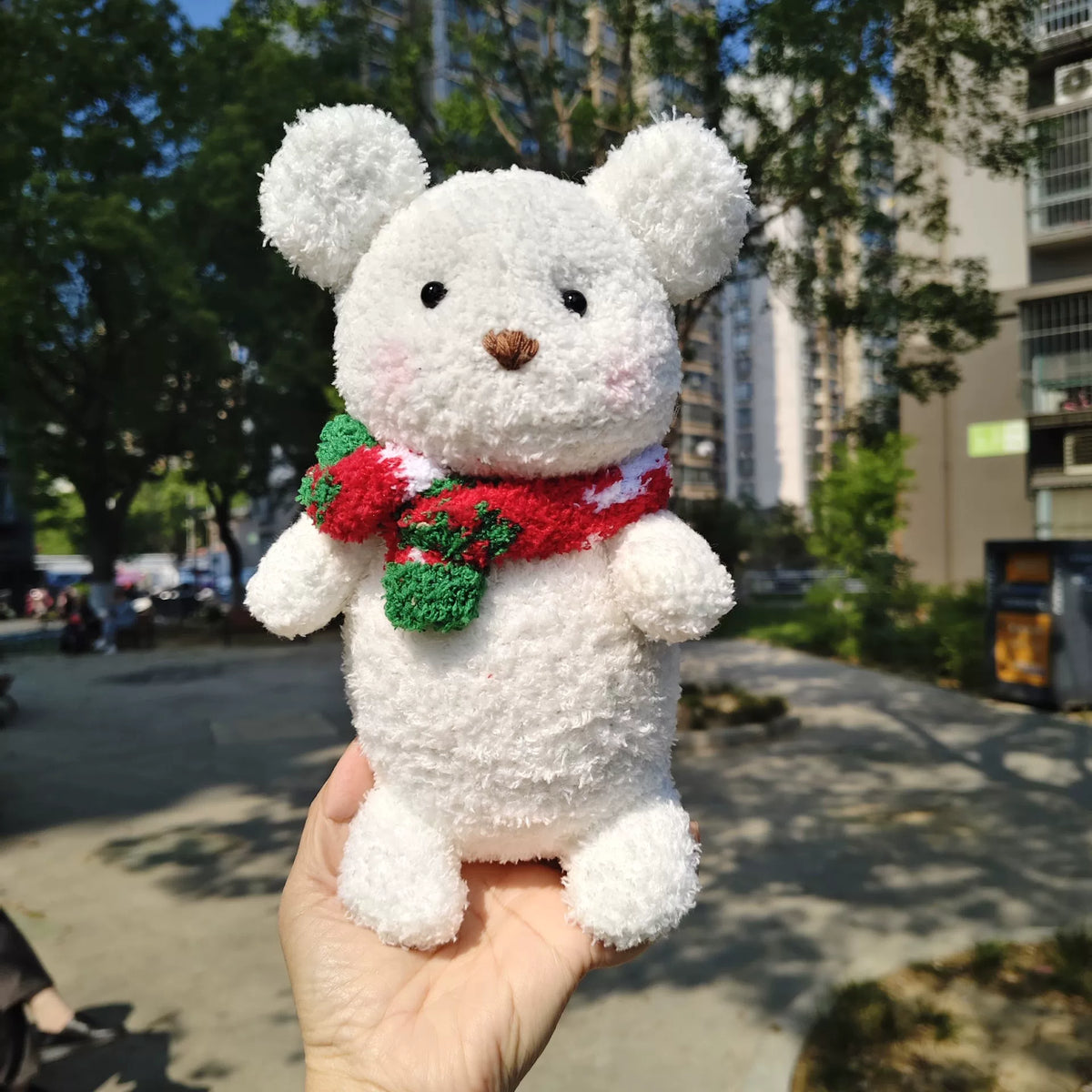 Handgefertigte Sockenpuppen-Teddybären Plusch-Figur