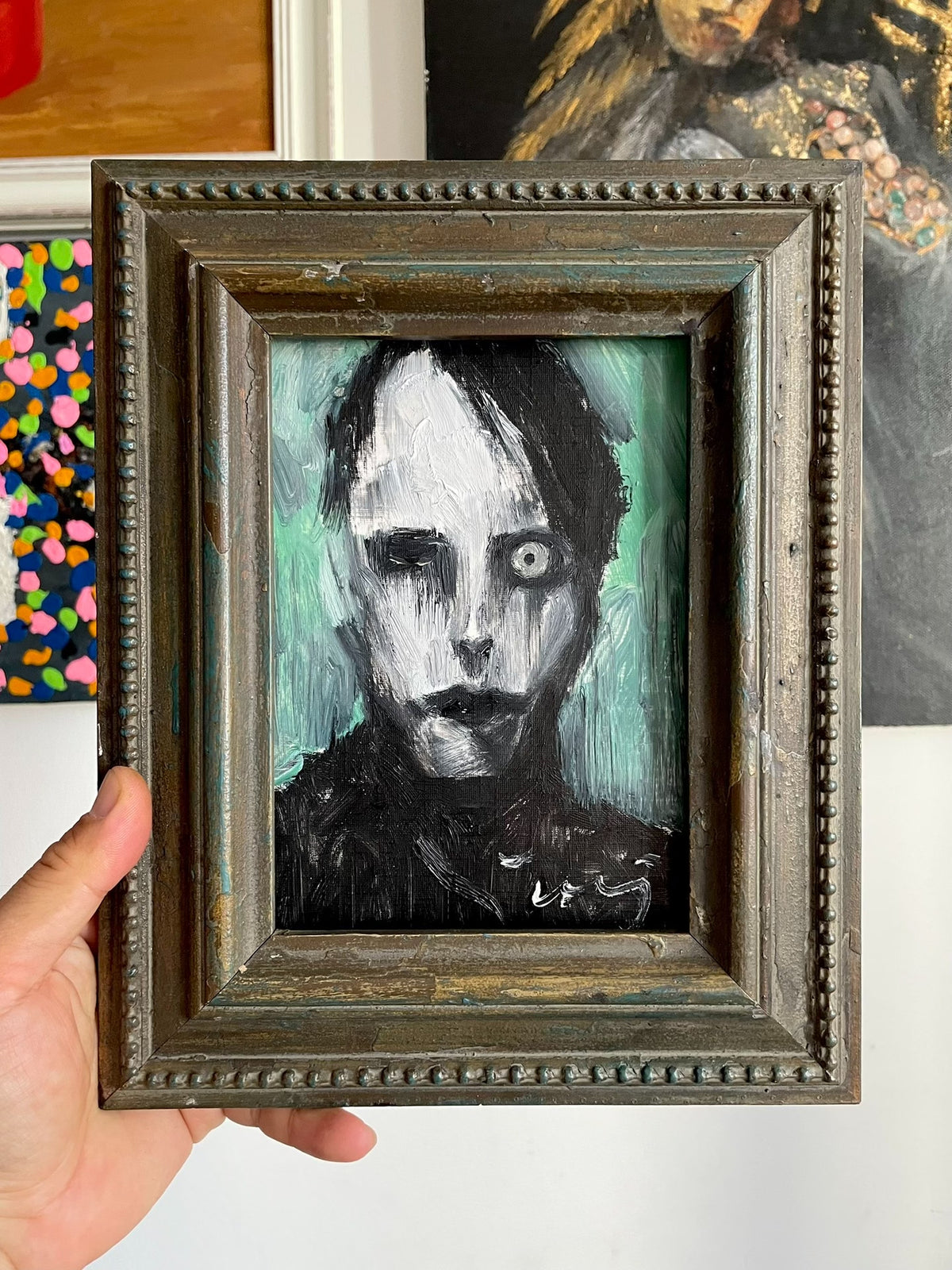 Hand Painted Marilyn Manson Portrait Art