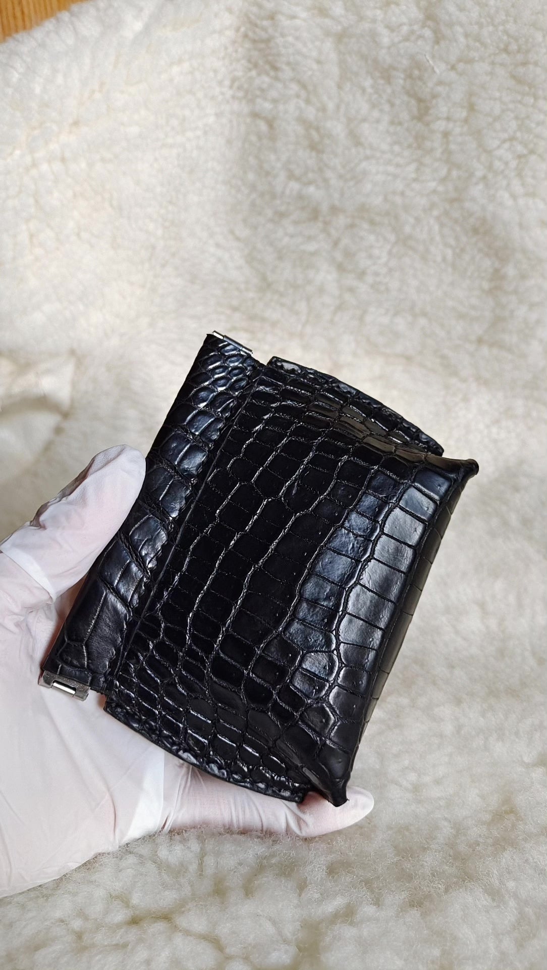 Handgemaakte Zwarte Visleer Trekzak