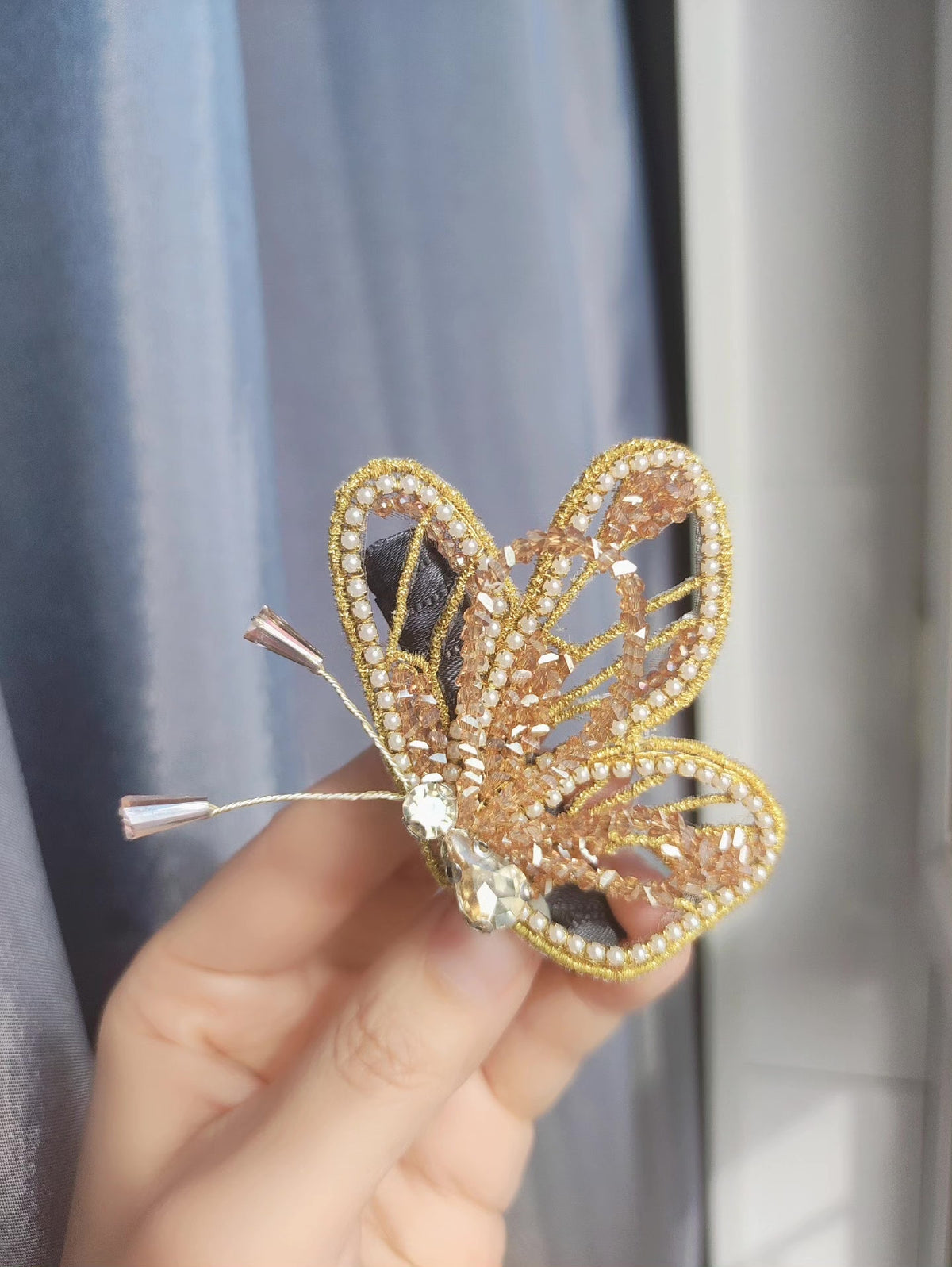 Butterfly Beaded Openwork Hair Clip