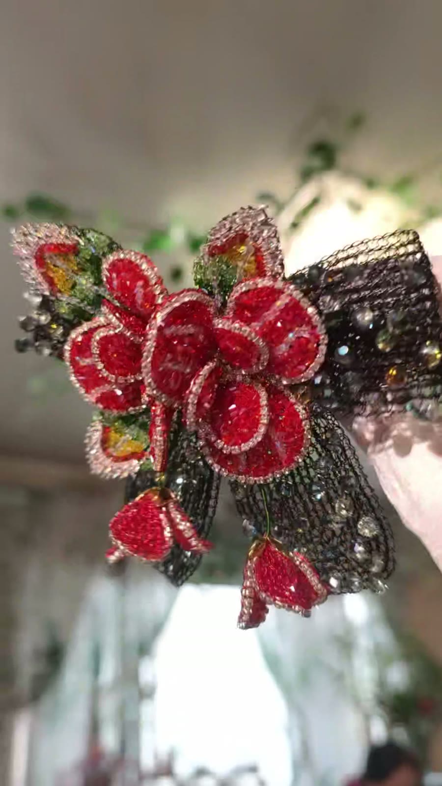 Rose Rhinestone Hair Clip Headband