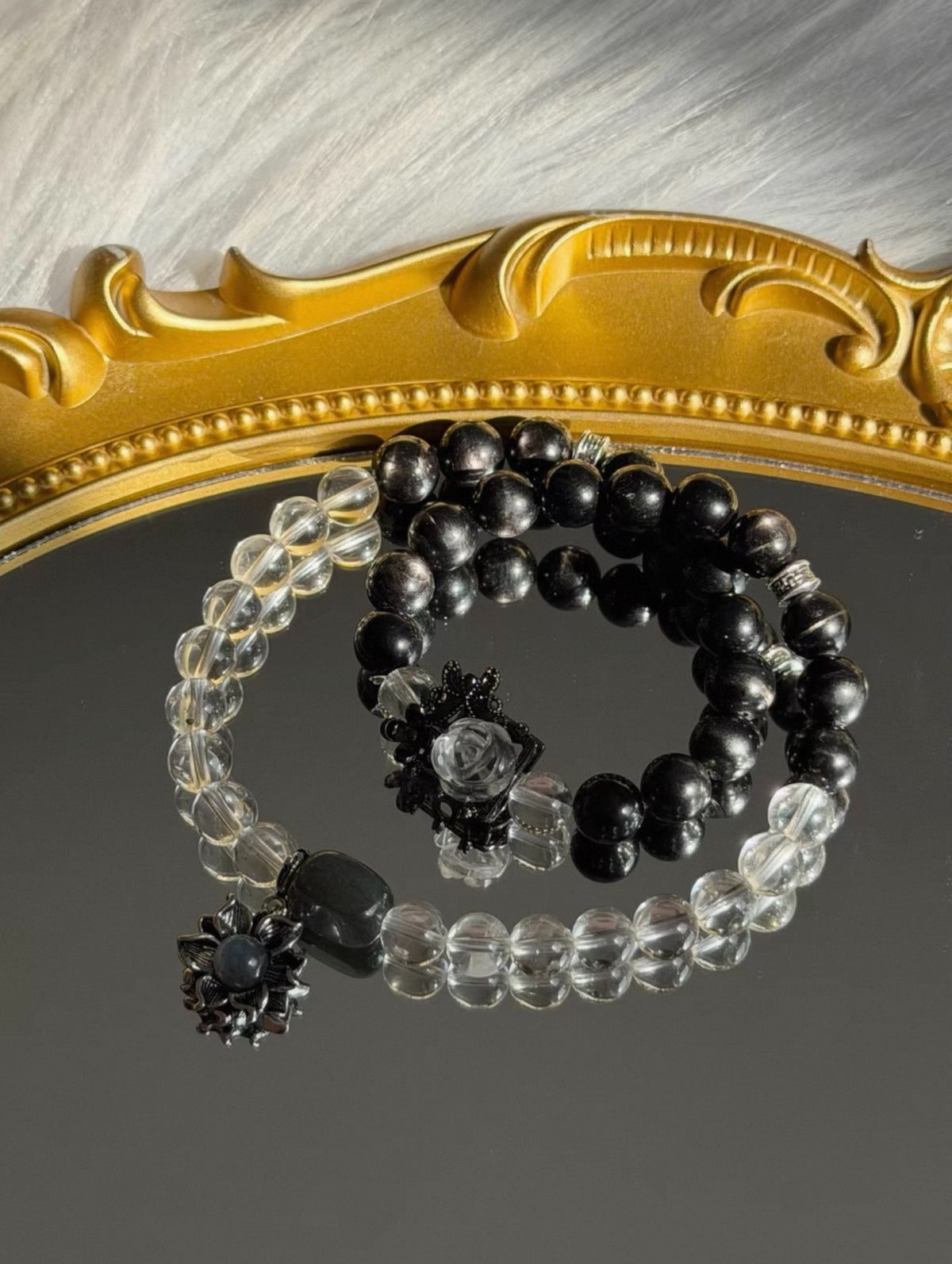 Natural Crystal Double Loop Beaded Bracelet