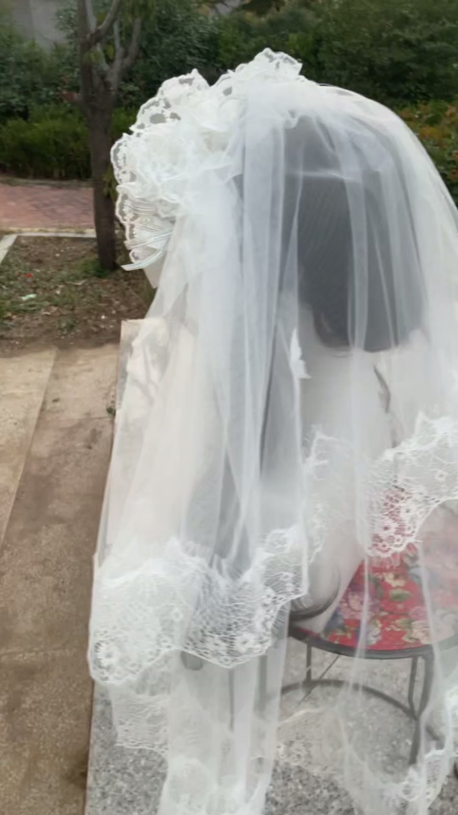 Adorno de Noiva Lolita em Renda e Tule Branco