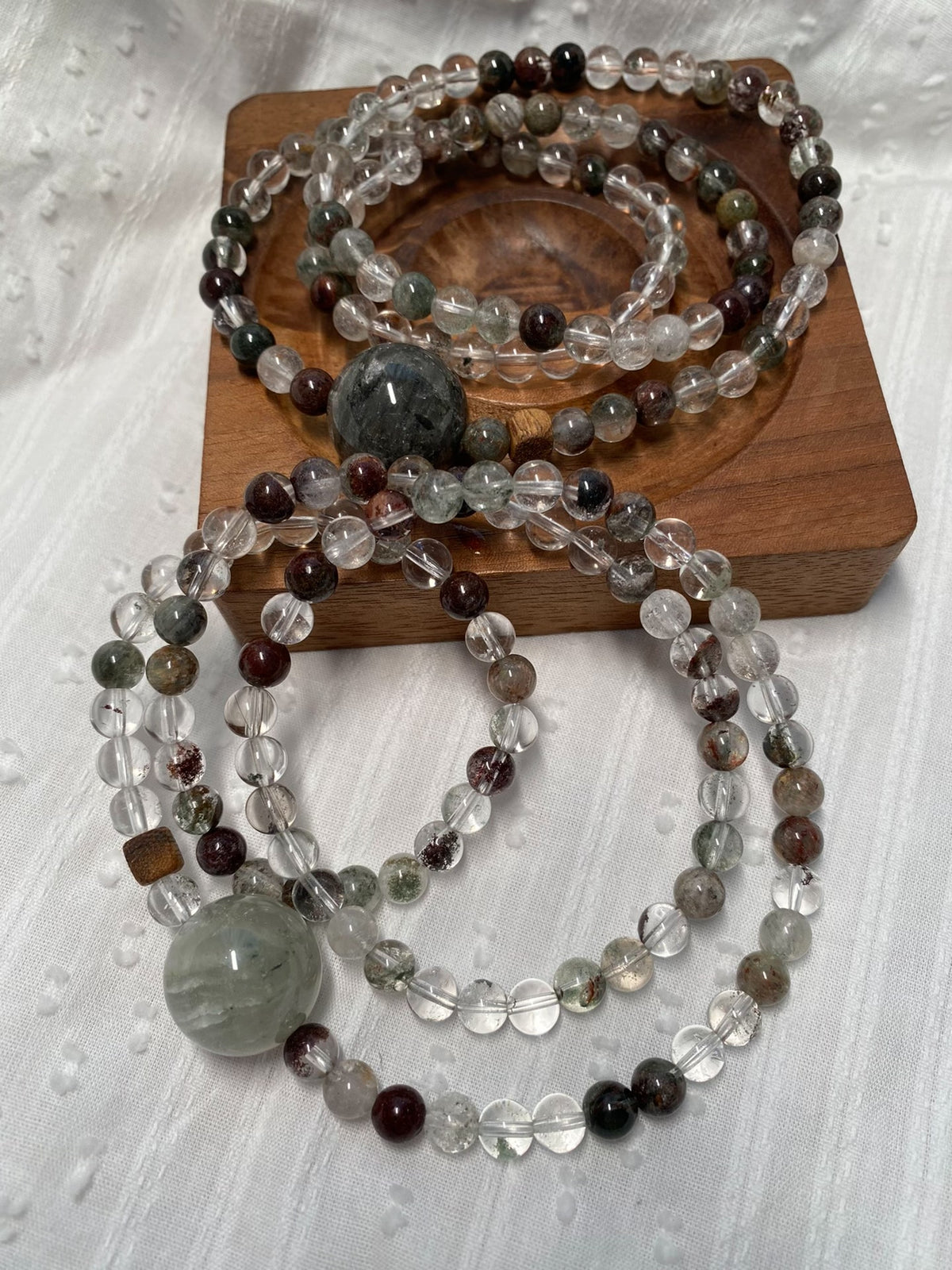 Natural Phantom Quartz Triple Wrap Bracelet