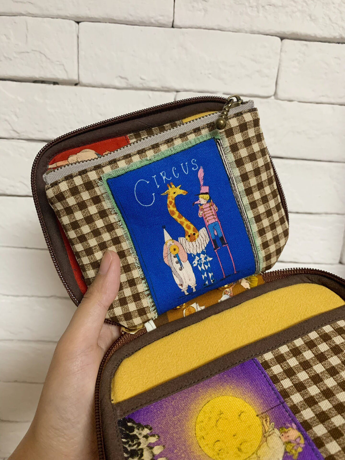 Oxford Cloth Zippered Pouch with Illustrations