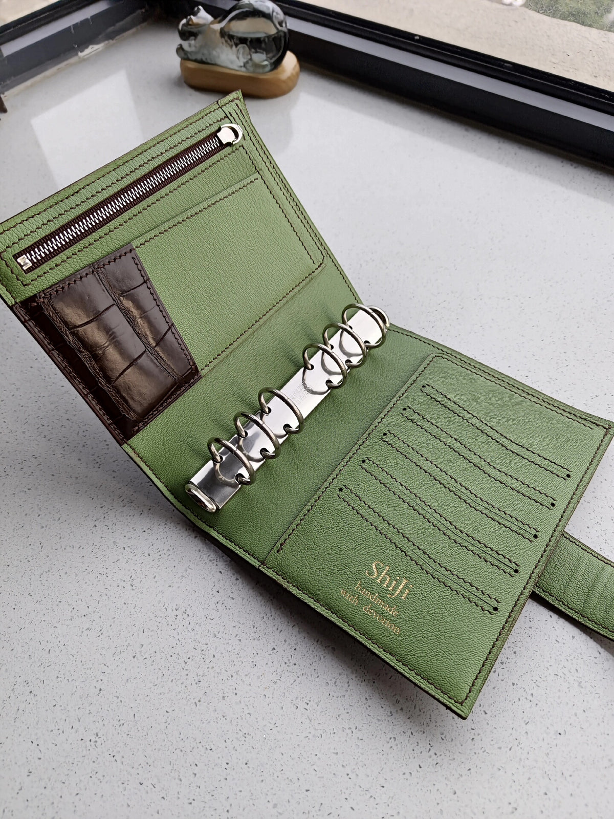 A6 Crocodile Leather Ring Binder Planner