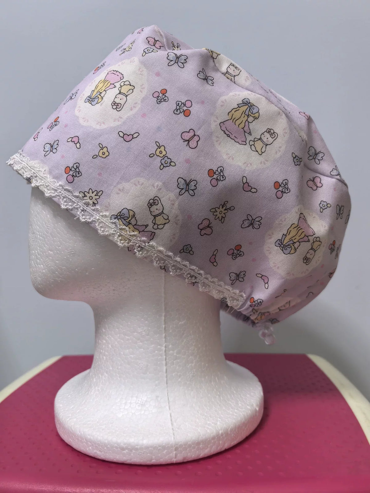 Cuffia chirurgica in cotone a doppio strato rosa