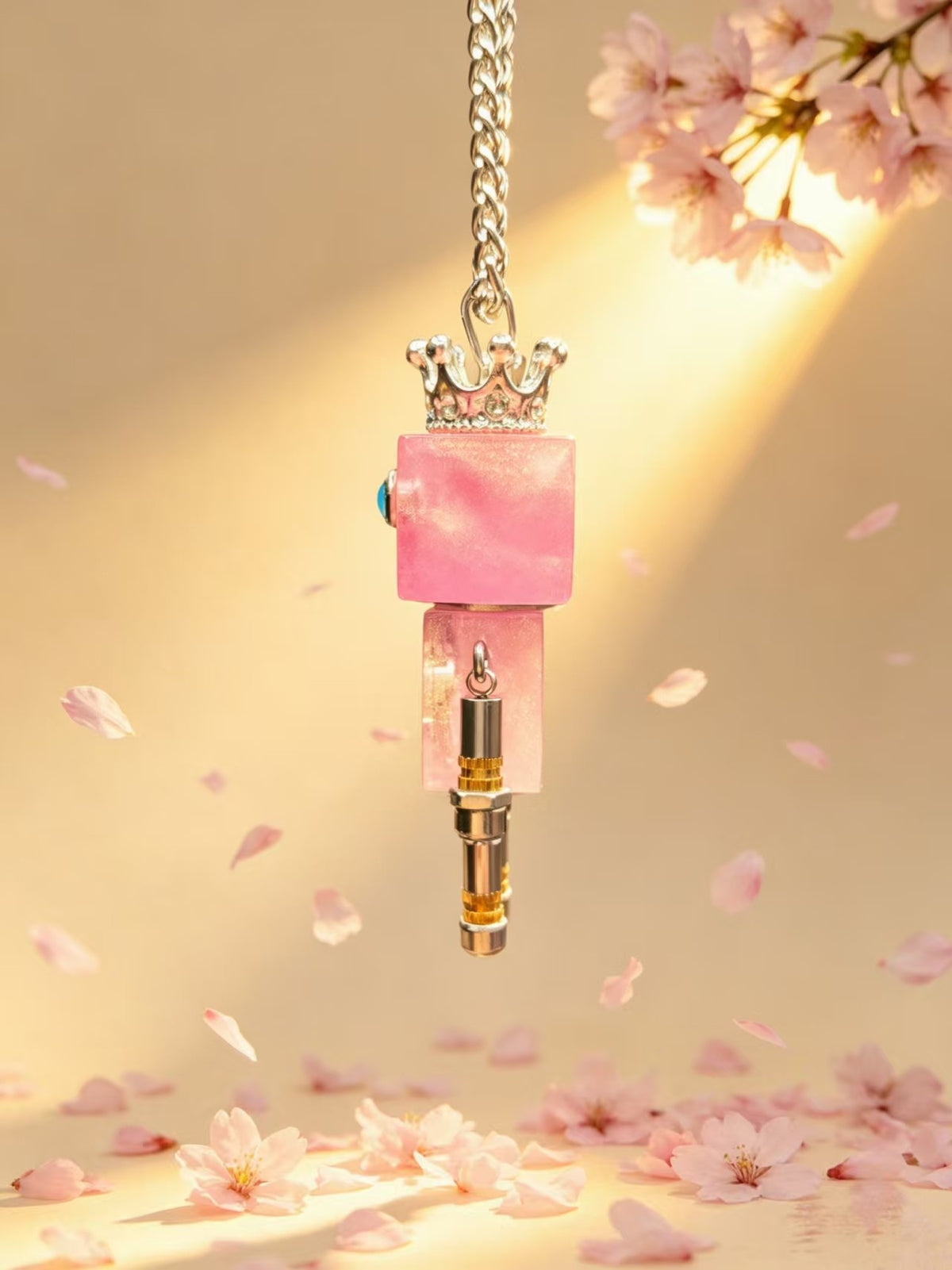 Pink Robot Crown Necklace Handmade Mechanical Pendant