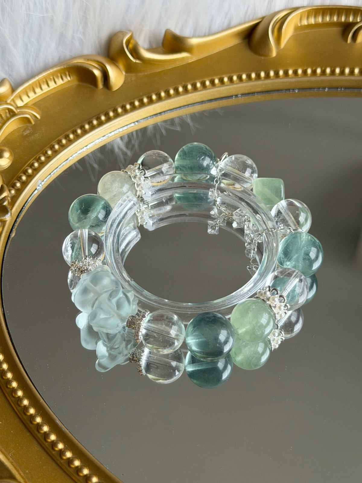 Natural Fluorite Beaded Bracelet 13mm