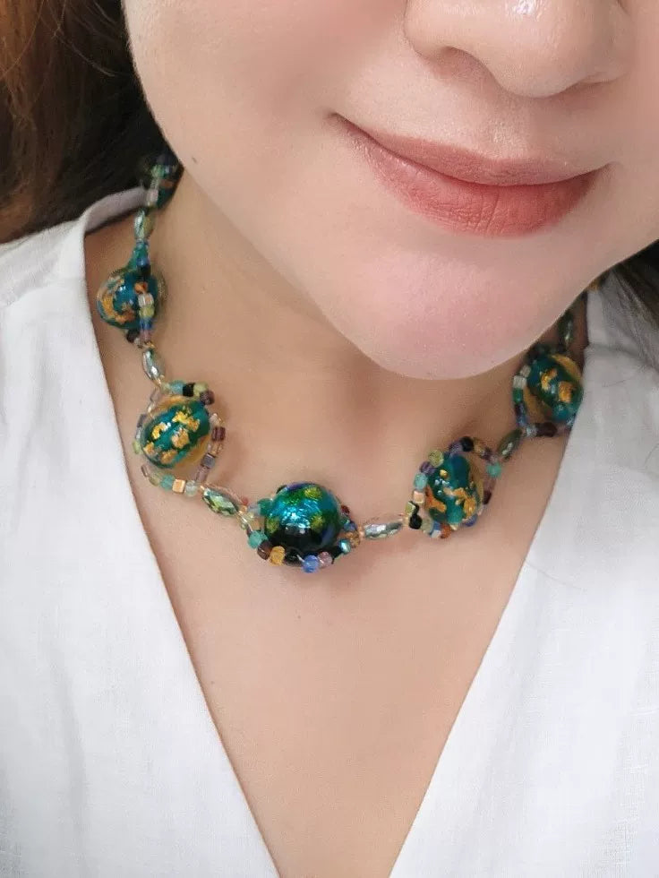 Hand Woven Glass Bead Necklace