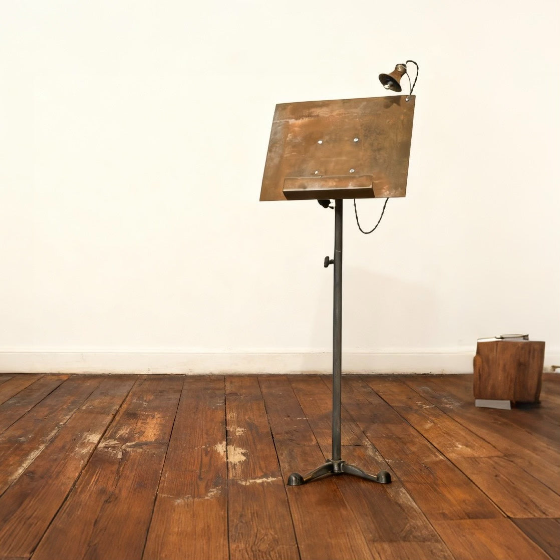 Vintage Iron Music Stand with Lamp