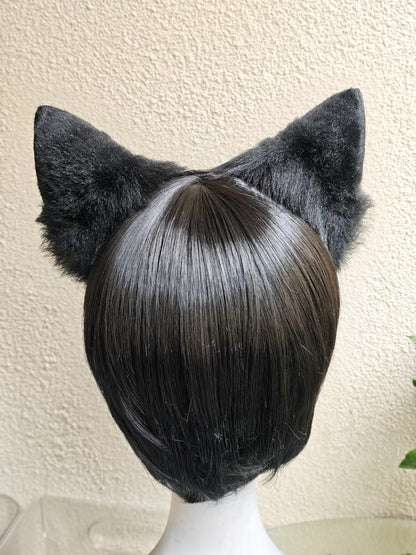 Black and Gray Wolf Ear Headpiece for Cosplay