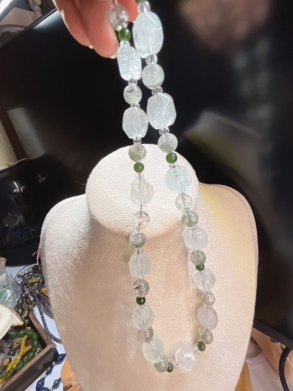Natural Green Crystal Gemstone Necklace