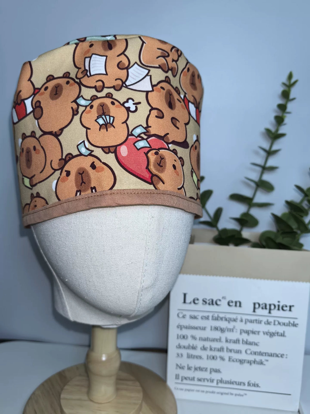 Cuffia Chirurgica in Tela di Cotone con Stampa Capybara