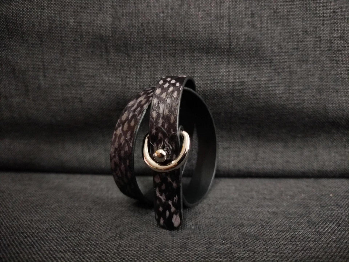 Handmade Leather Grey Snake Choker Bracelet