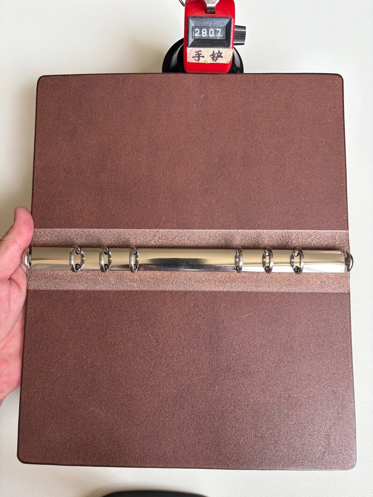 A5 Leather Binder Six Ring Dark Brown