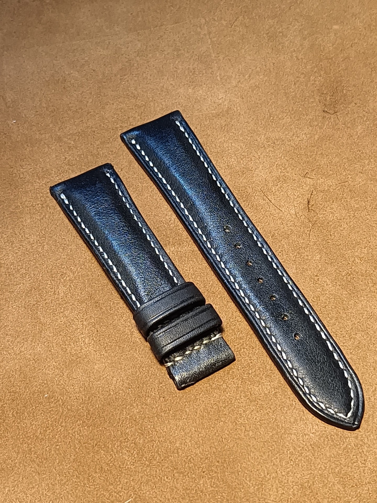 Black Leather Watch Strap with Zermatt Lining