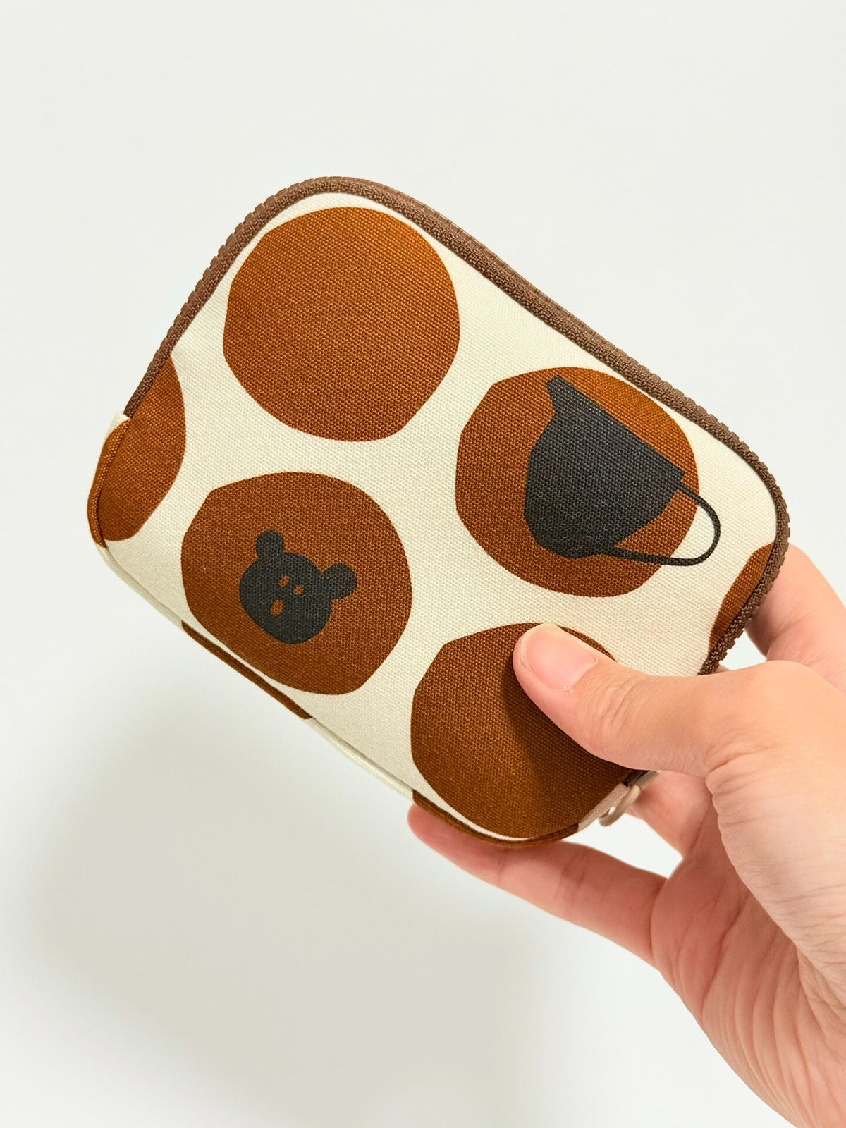 Canvas Zippered Pouch with Coffee Print