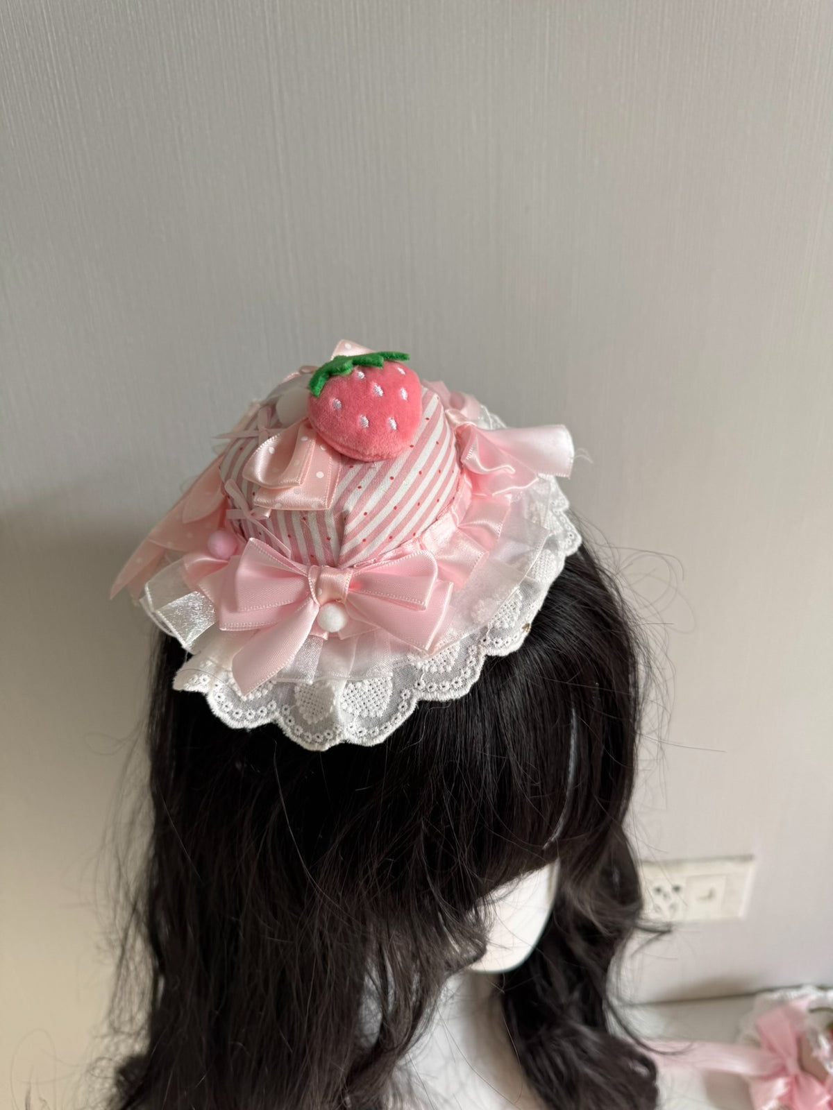 Pink and White Strawberry Mini Hat