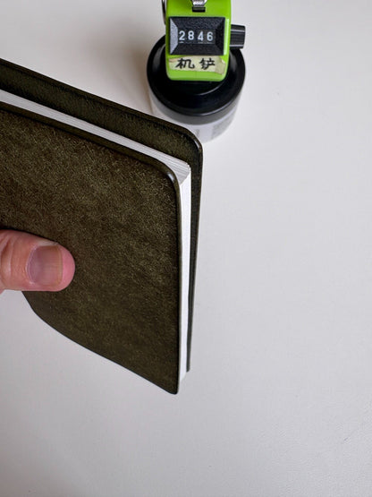 Olive Green A7 Leather Ring Binder Notebook with Metal Binding