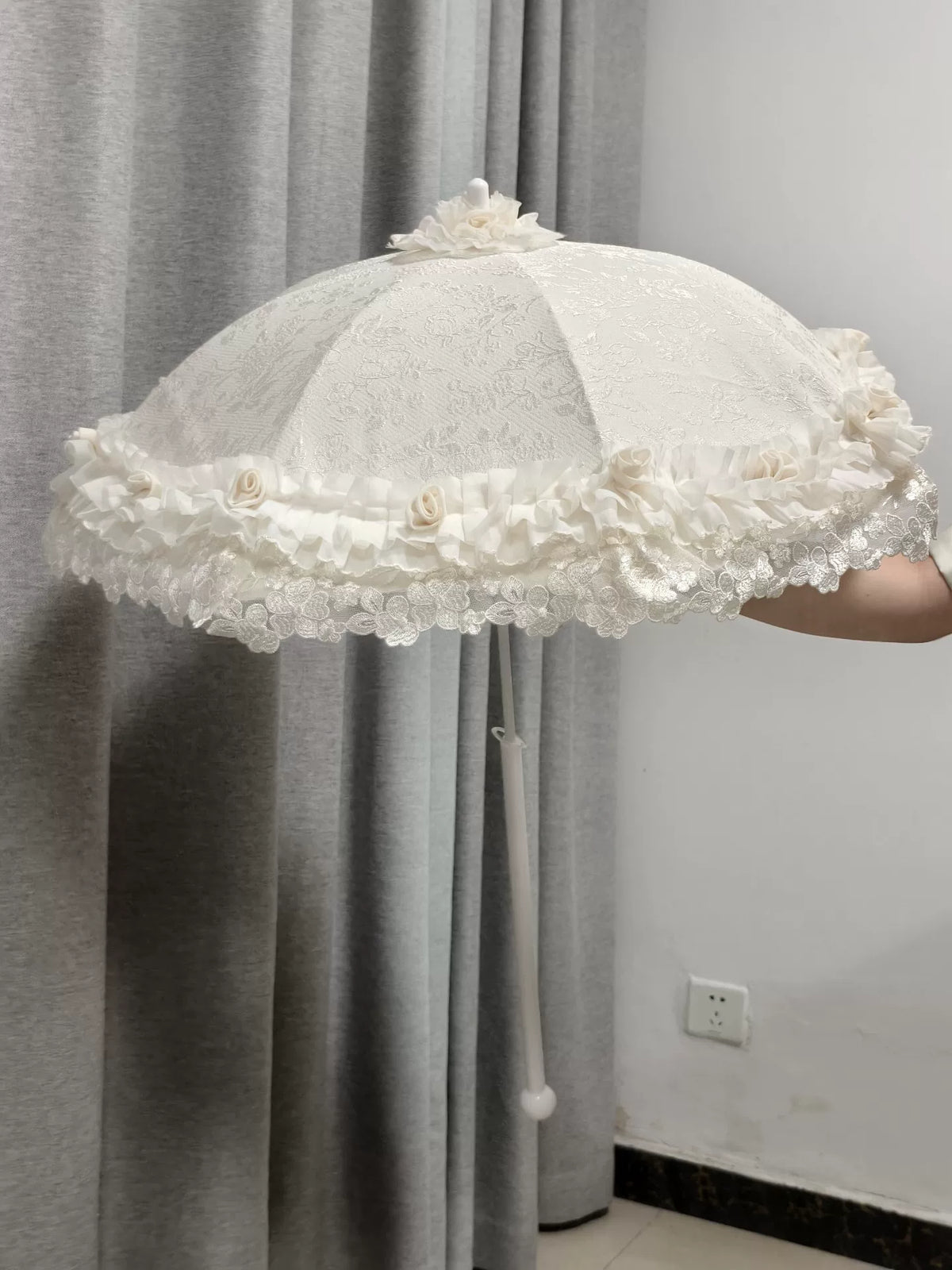 Handmade Ivory Lace Floral Lolita Parasol