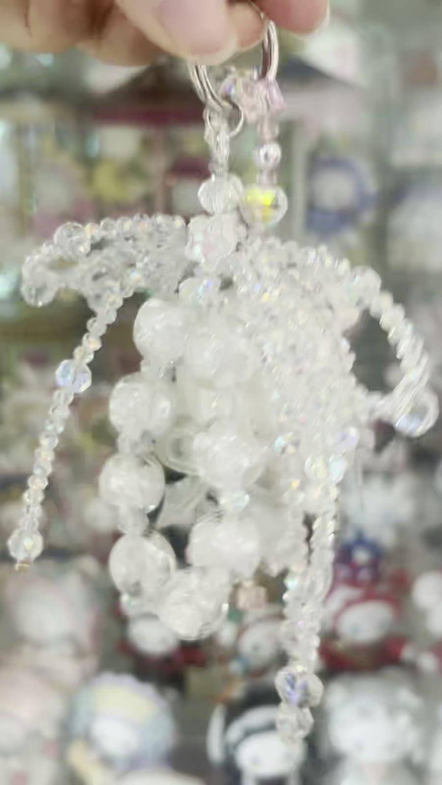 Yuki Beads Cat Bag Charm with Crystal Flowers