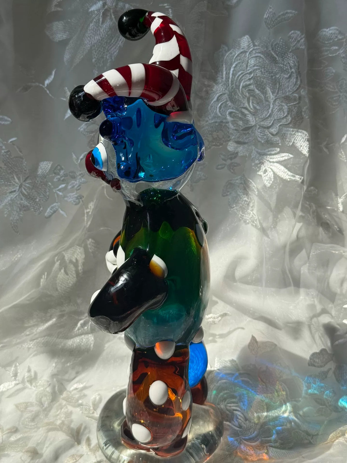 Statuina Clown in Vetro di Murano Vintage con Cappello