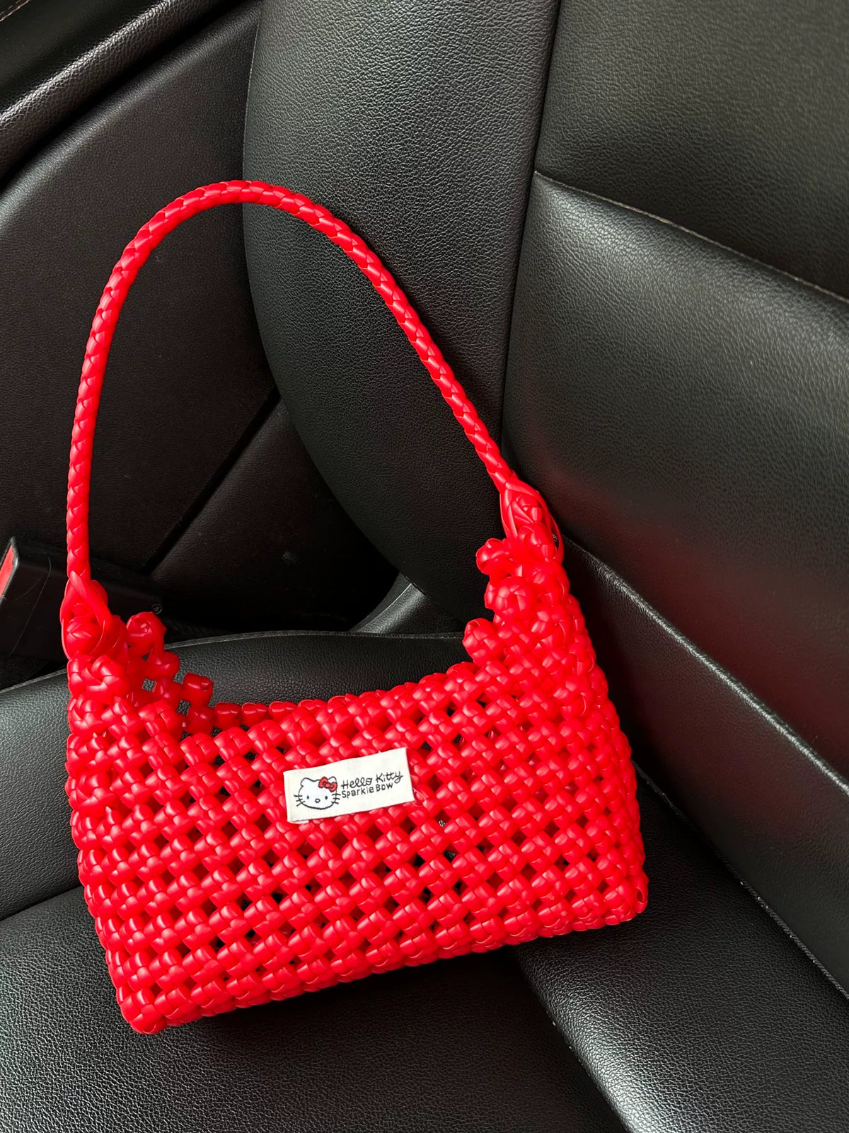 Handwoven Red Rattan Hello Kitty Bag