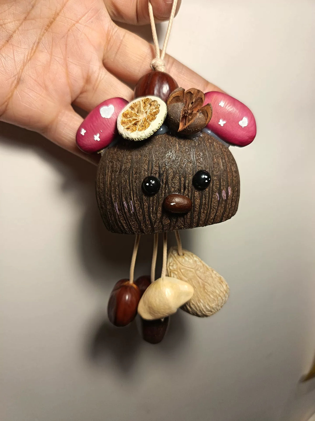 Handmade Natural Fruit Shell Handbell Charm