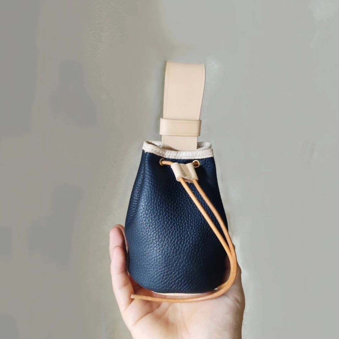 Handmade Leather Drawstring Pouch Coin Bag