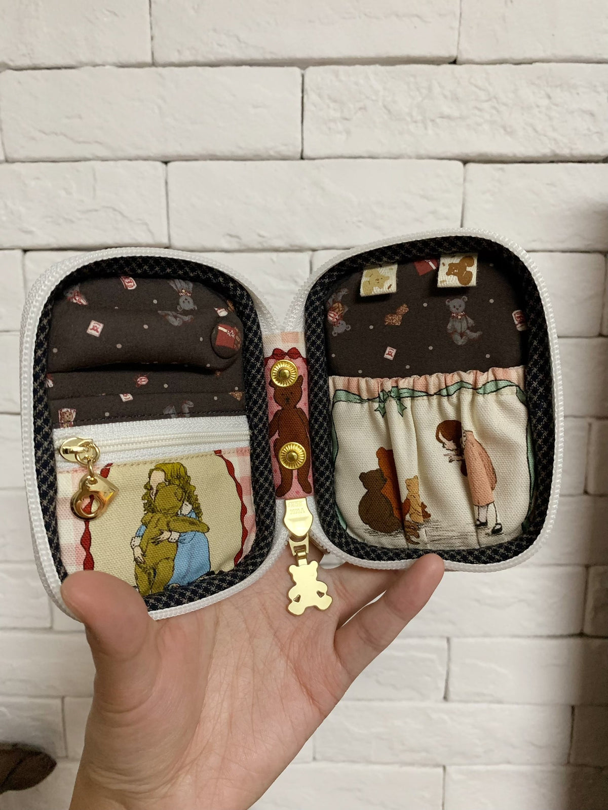 Teddy Bear Print Organizer Pouch
