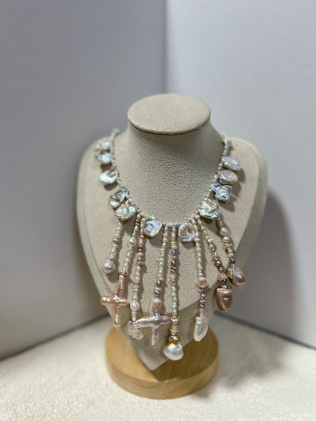 Vintage Baroque Pearl Fringe Necklace