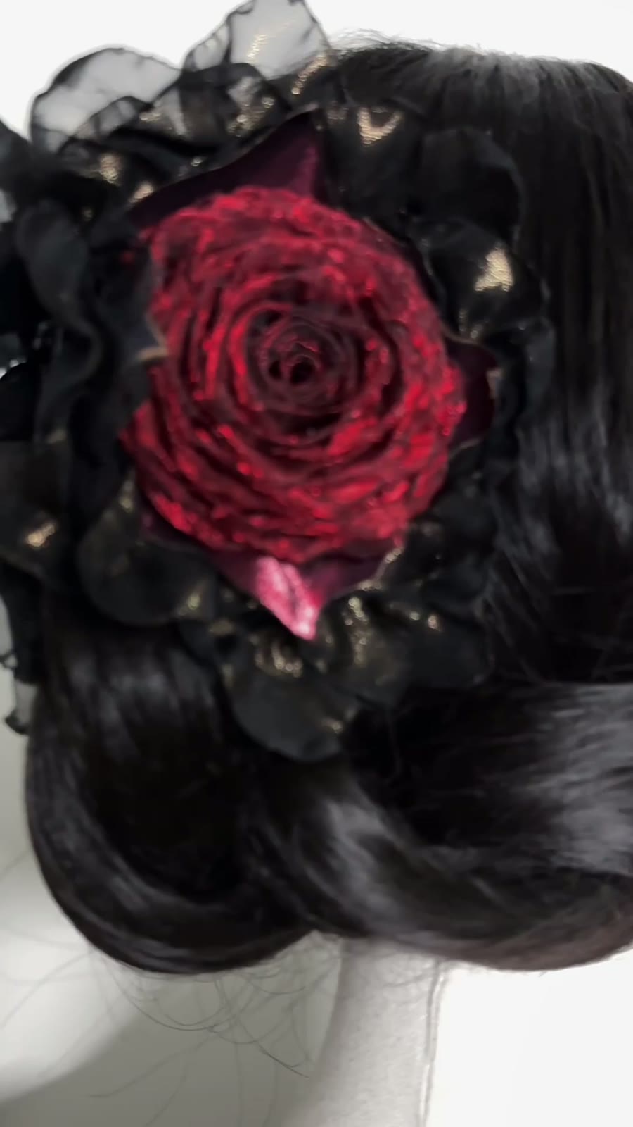 Black Organza Rose Hair Clip