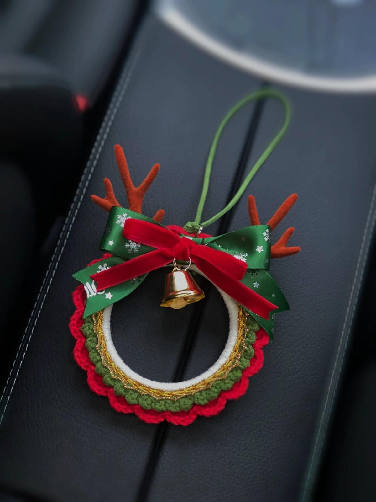 Crochet Reindeer Christmas Car Hanging Wreath