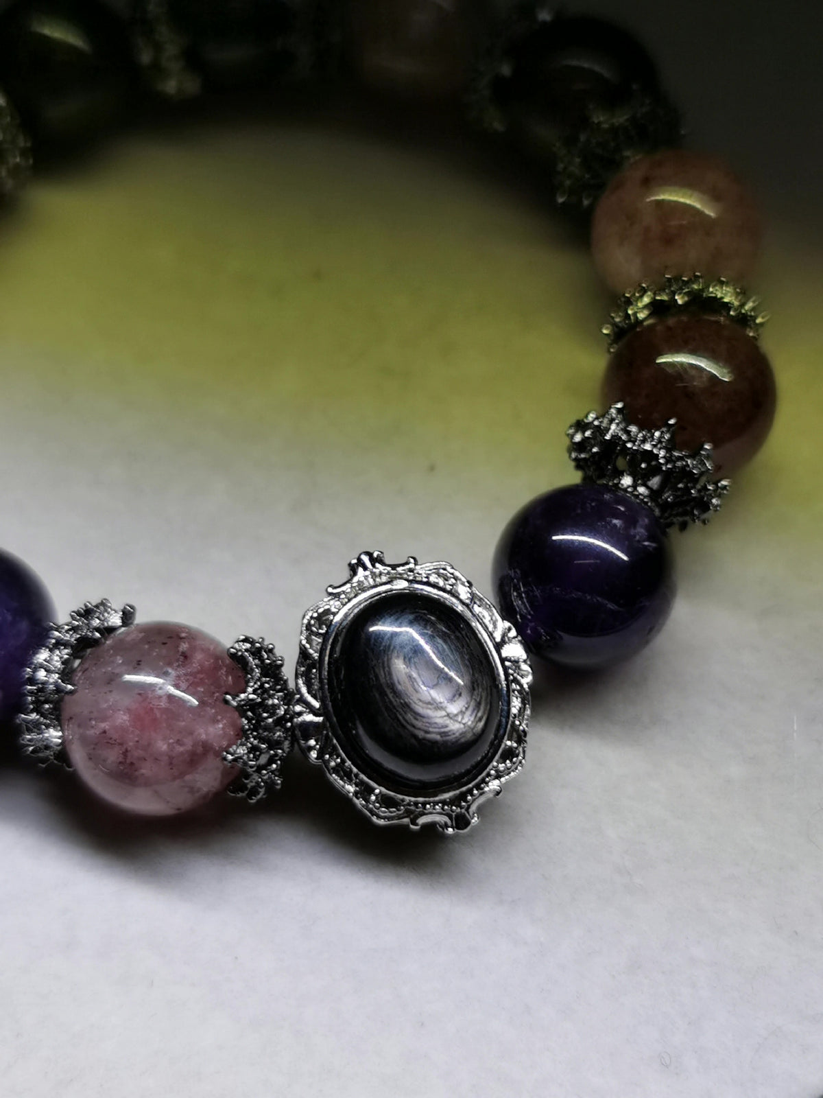 Bracelet de perles en cristal naturel cassis noir