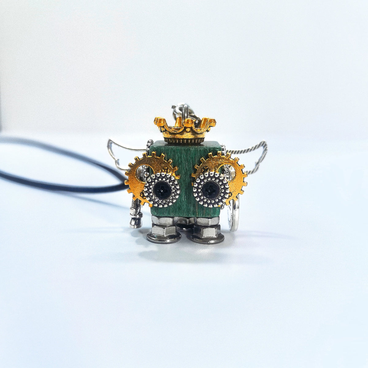 Steampunk Libra Robot Wooden Pendant