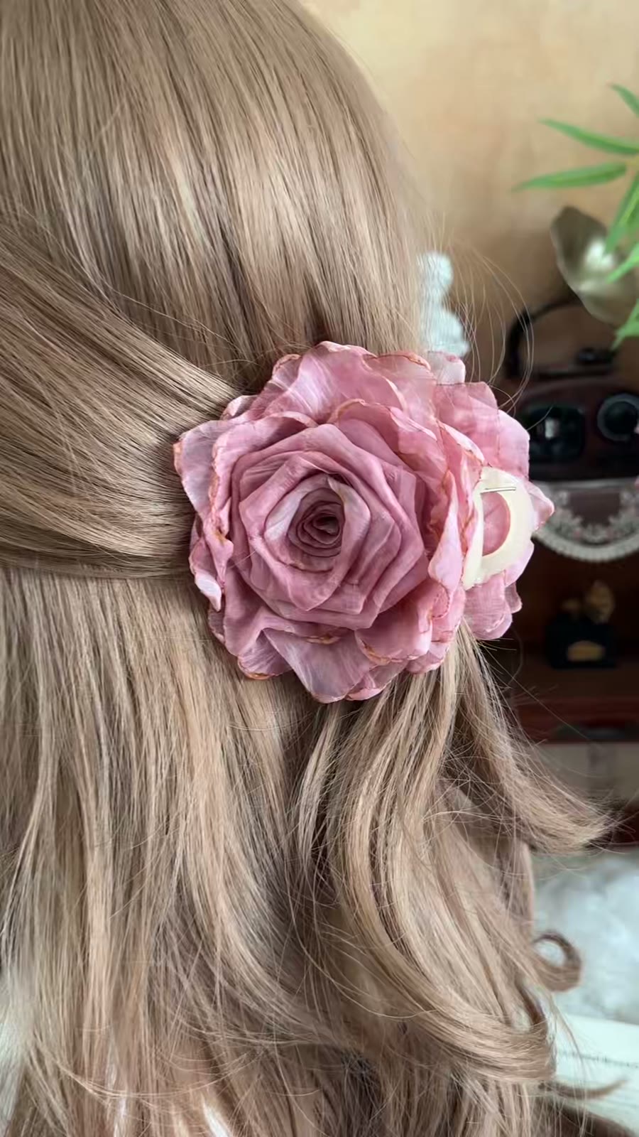 Handcrafted Fabric Rose Hair Claw Clip