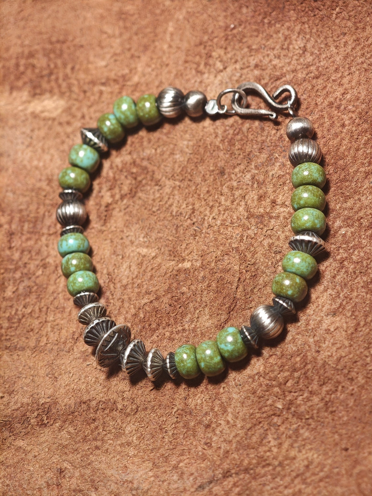 925 Silver Navajo Flying Saucer Bead Bracelet
