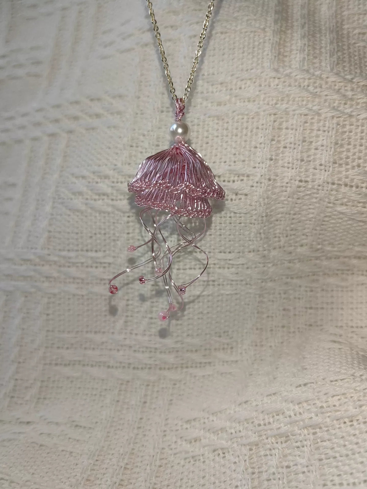 Handgemaakt Crochet Koperdraad Roze Kwalenhanger