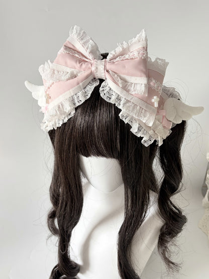 Angel Wing Halo KC Hair Clip with Large Bow