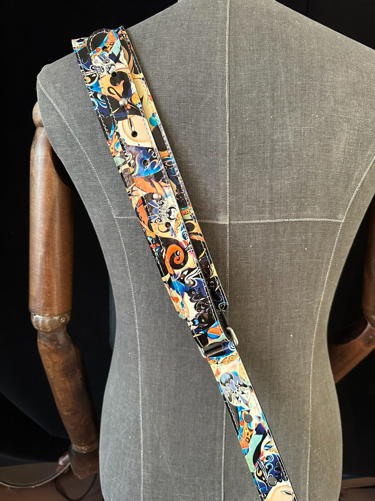Handmade Leather Guitar Strap Artistic Print