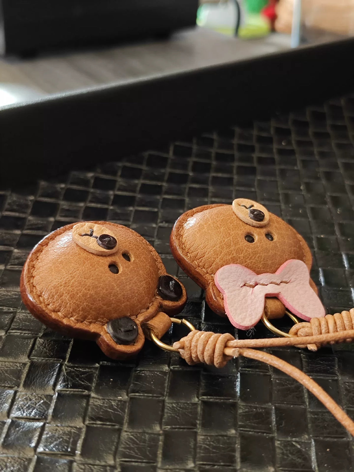 Handmade Brown Bear Leather Bag Charm
