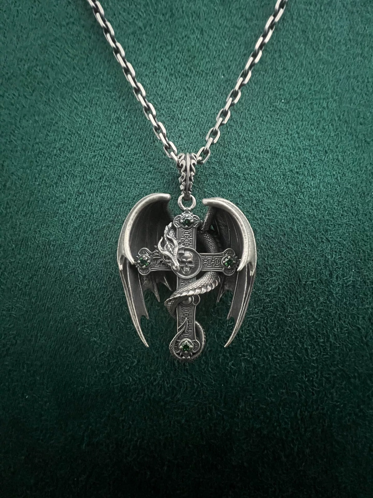 925 Zilver Dragon Skull Cross Hanger
