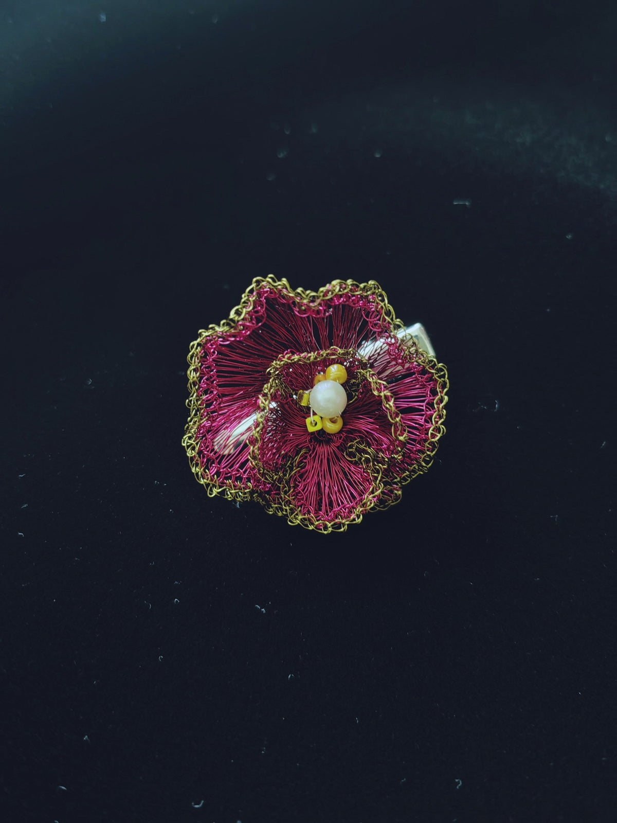 Crocheted Wire Flower Hair Clip