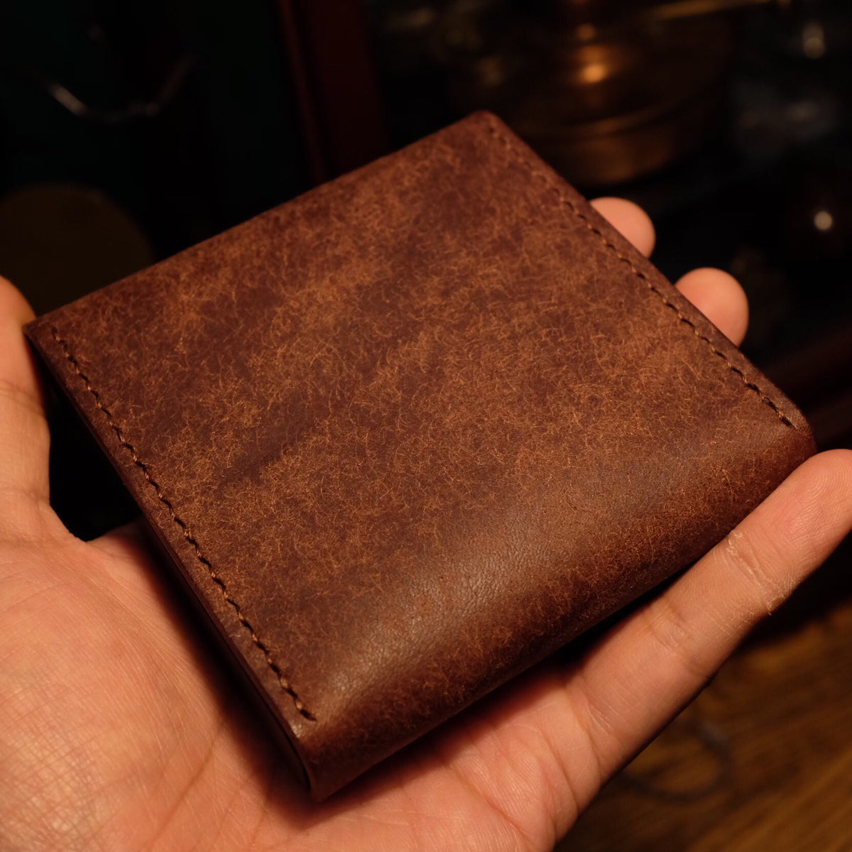 Handcrafted Leather Cigarette Case with Wood Trim
