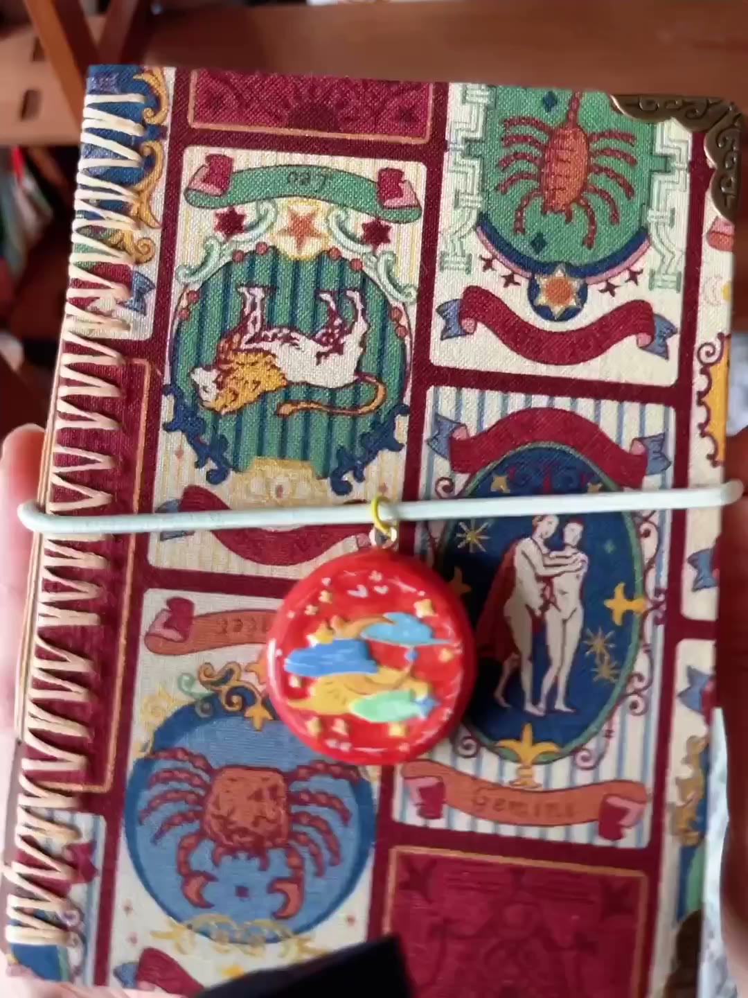Handmade Tarot Watercolor Notebook with Fabric Cover