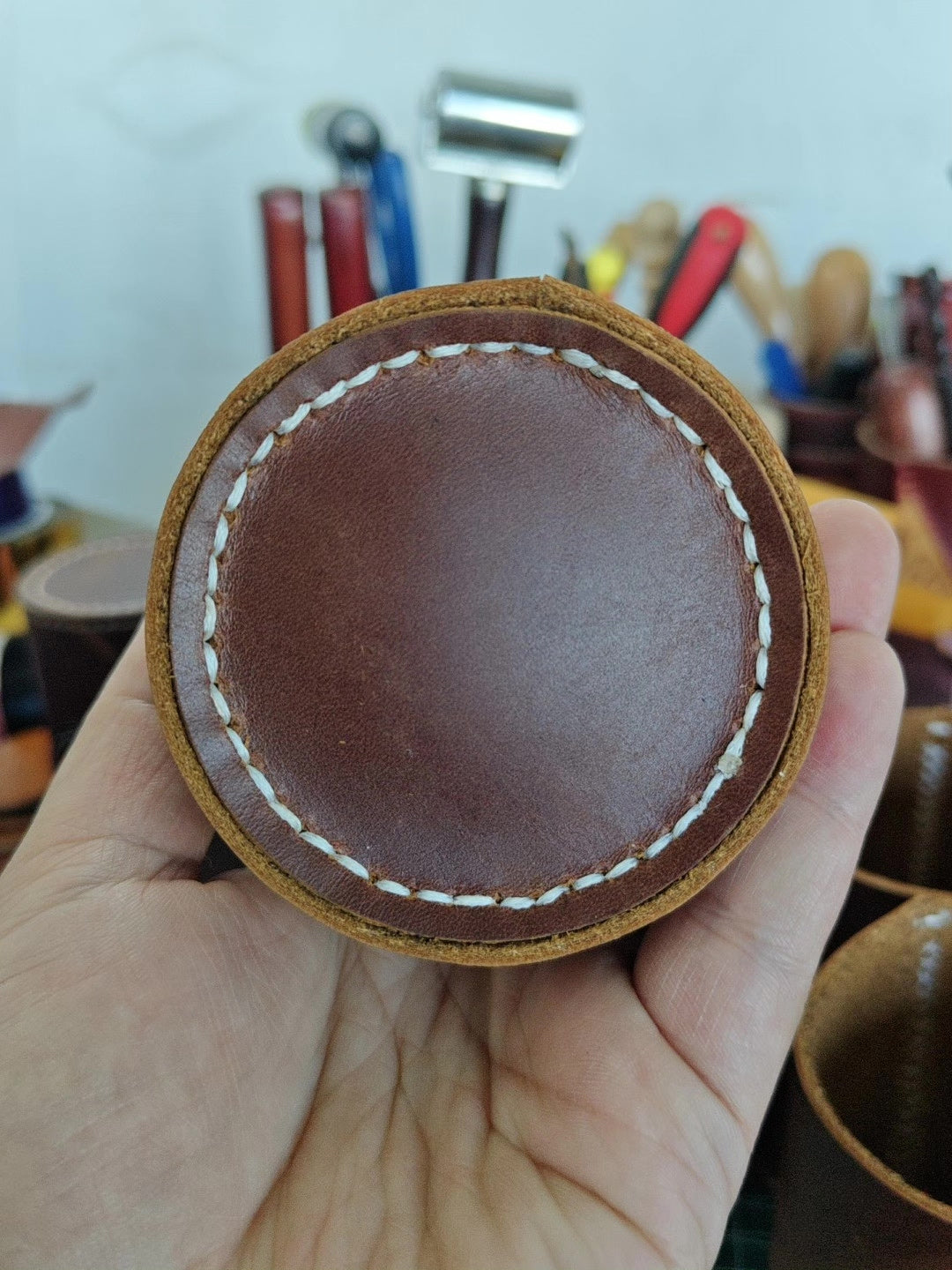 Crazy Horse Leather Pen Holder Cylinder