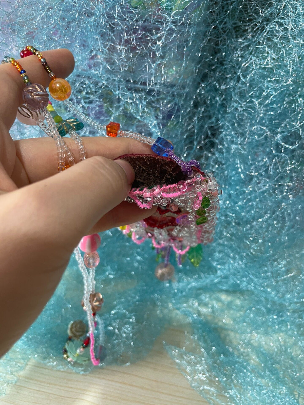 Handcrafted Beaded Necklace Pouch Retro Style