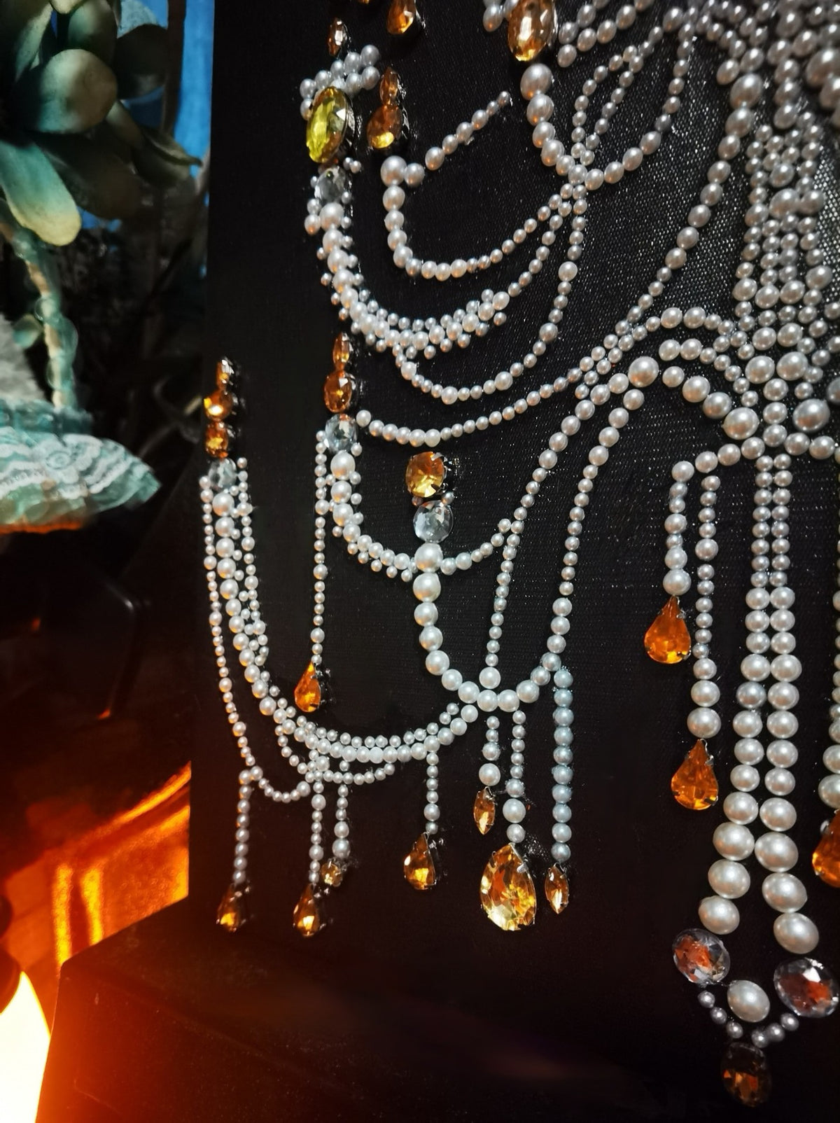 Crystal Chandelier Pearl Wall Art 40cm