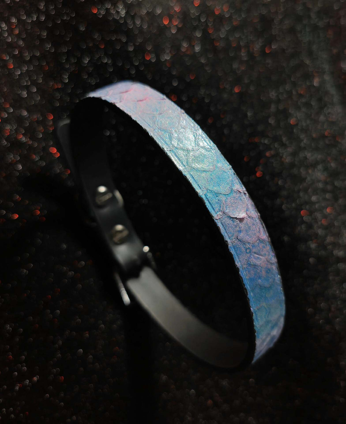Iridescent Scale Leather Pet Collar